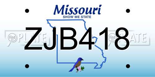 ZJB418 Missouri License Plate