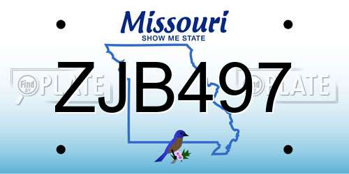 ZJB497 Missouri License Plate