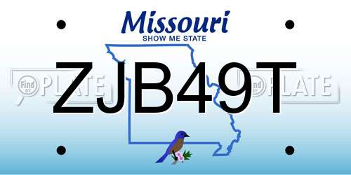 ZJB49T Missouri License Plate