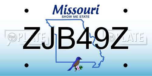 ZJB49Z Missouri License Plate