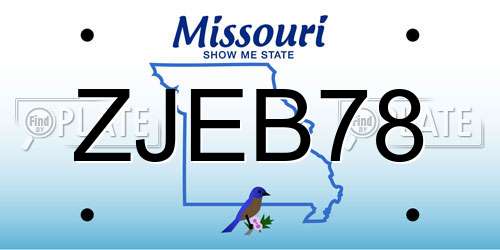 ZJEB78 Missouri License Plate
