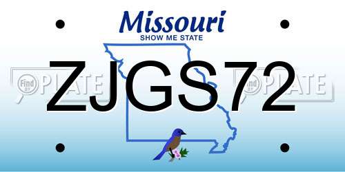 ZJGS72 Missouri License Plate
