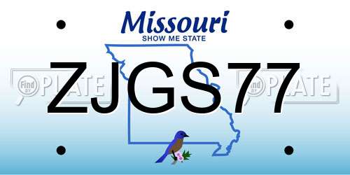 ZJGS77 Missouri License Plate