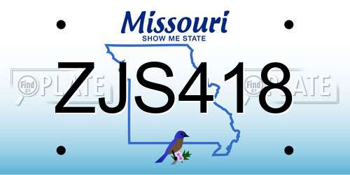 ZJS418 Missouri License Plate