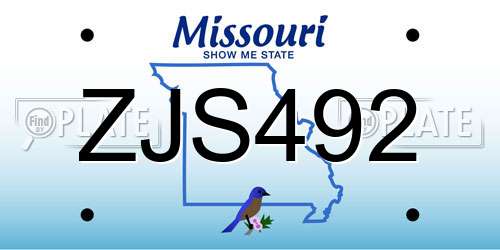 ZJS492 Missouri License Plate