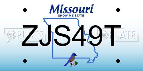 ZJS49T Missouri License Plate