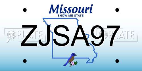 ZJSA97 Missouri License Plate