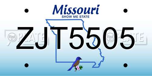ZJT5505 Missouri License Plate