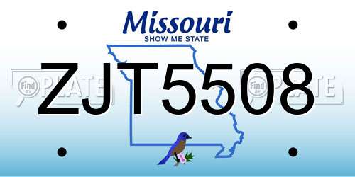 ZJT5508 Missouri License Plate