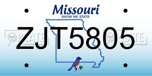 ZJT5805 Missouri License Plate