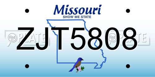 ZJT5808 Missouri License Plate