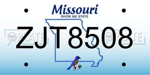 ZJT8508 Missouri License Plate