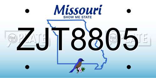 ZJT8805 Missouri License Plate