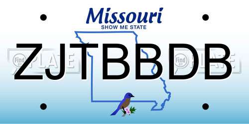 ZJTBBDB Missouri License Plate