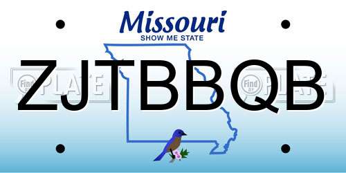 ZJTBBQB Missouri License Plate