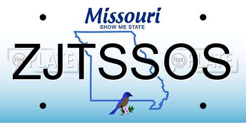 ZJTSSOS Missouri License Plate