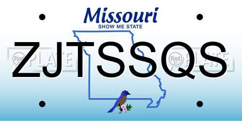 ZJTSSQS Missouri License Plate