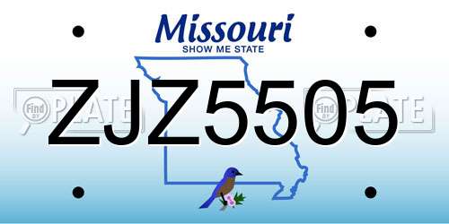 ZJZ5505 Missouri License Plate