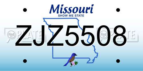 ZJZ5508 Missouri License Plate