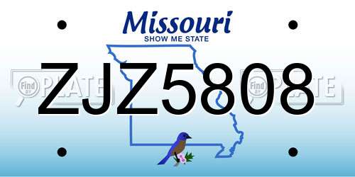 ZJZ5808 Missouri License Plate