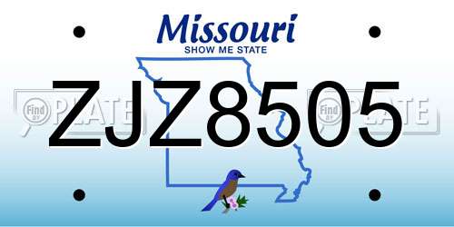ZJZ8505 Missouri License Plate