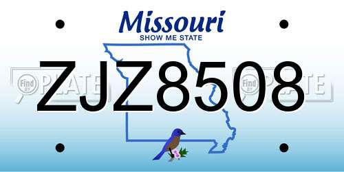 ZJZ8508 Missouri License Plate