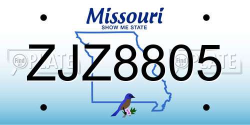 ZJZ8805 Missouri License Plate