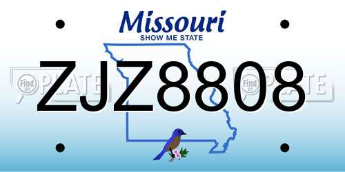 ZJZ8808 Missouri License Plate