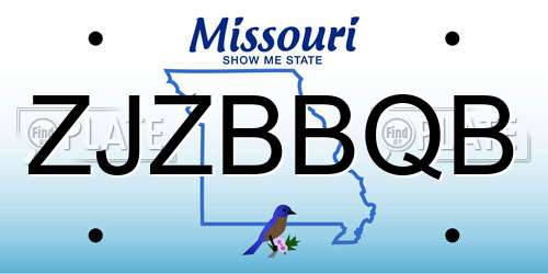 ZJZBBQB Missouri License Plate