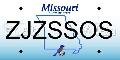 ZJZSSOS Missouri License Plate