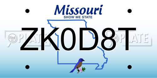 ZK0D8T Missouri License Plate