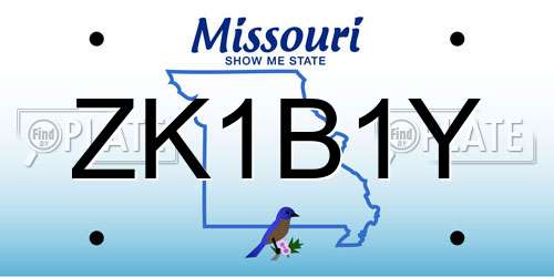 ZK1B1Y Missouri License Plate