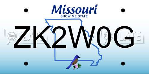 ZK2W0G Missouri License Plate