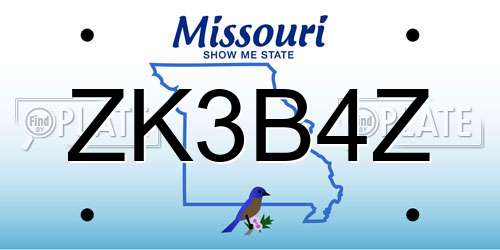ZK3B4Z Missouri License Plate