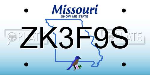 ZK3F9S Missouri License Plate