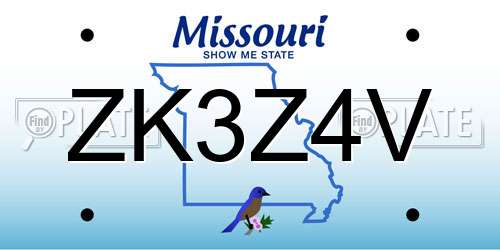 ZK3Z4V Missouri License Plate