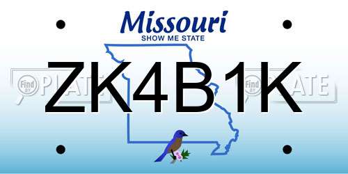 ZK4B1K Missouri License Plate