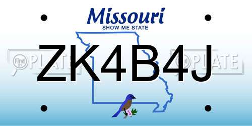ZK4B4J Missouri License Plate