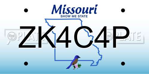 ZK4C4P Missouri License Plate