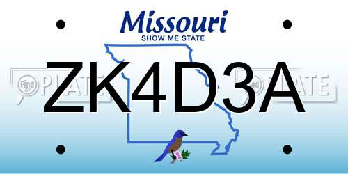 ZK4D3A Missouri License Plate