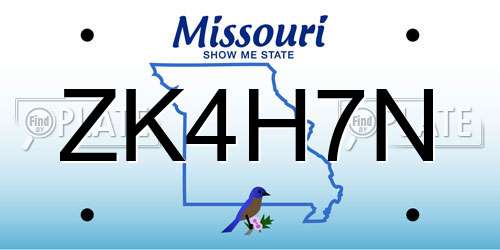 ZK4H7N Missouri License Plate
