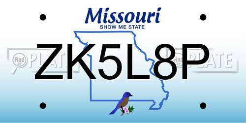 ZK5L8P Missouri License Plate