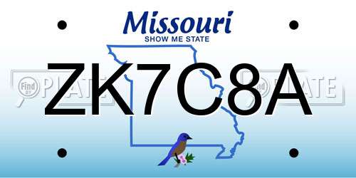 ZK7C8A Missouri License Plate