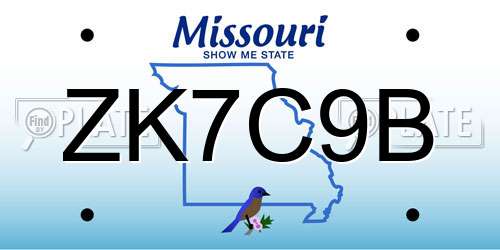 ZK7C9B Missouri License Plate