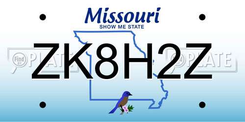 ZK8H2Z Missouri License Plate