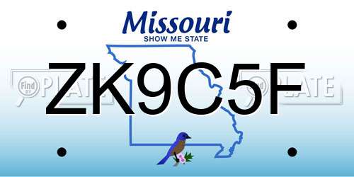 ZK9C5F Missouri License Plate