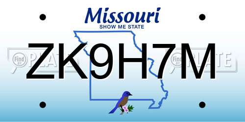 ZK9H7M Missouri License Plate