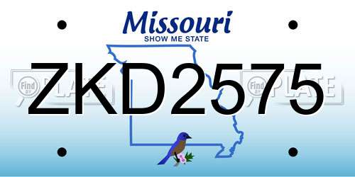 ZKD2575 Missouri License Plate