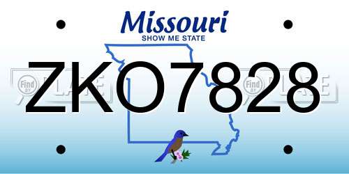 ZKO7828 Missouri License Plate