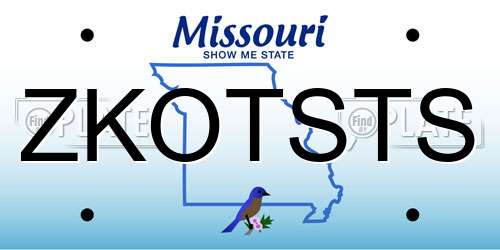 ZKOTSTS Missouri License Plate